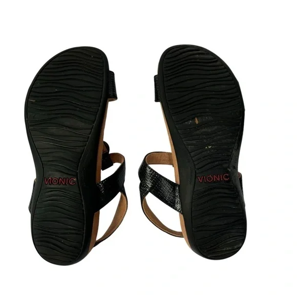 Women's Vionic Farra T-Strap Sandal Black Woven Synthetic SZ. 8 - Picture 8 of 12